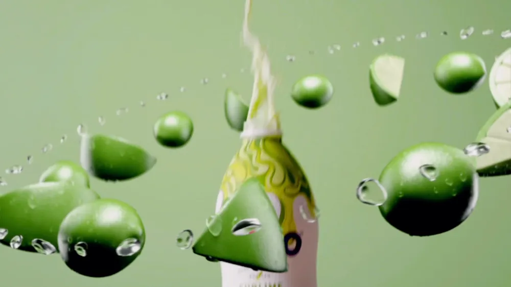 Lime Primo bottle with flying limes