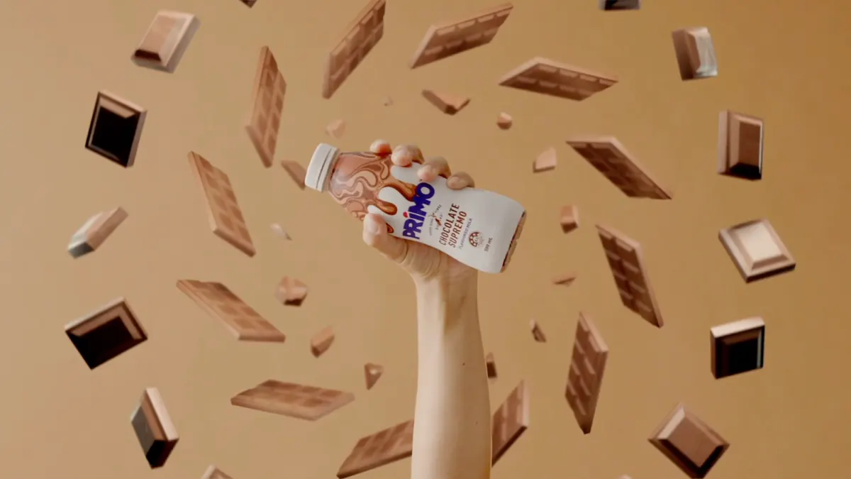 Chocolate Primo with flying chocolate pieces